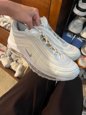 Nike White and Silver Air Max 97 Sneakers